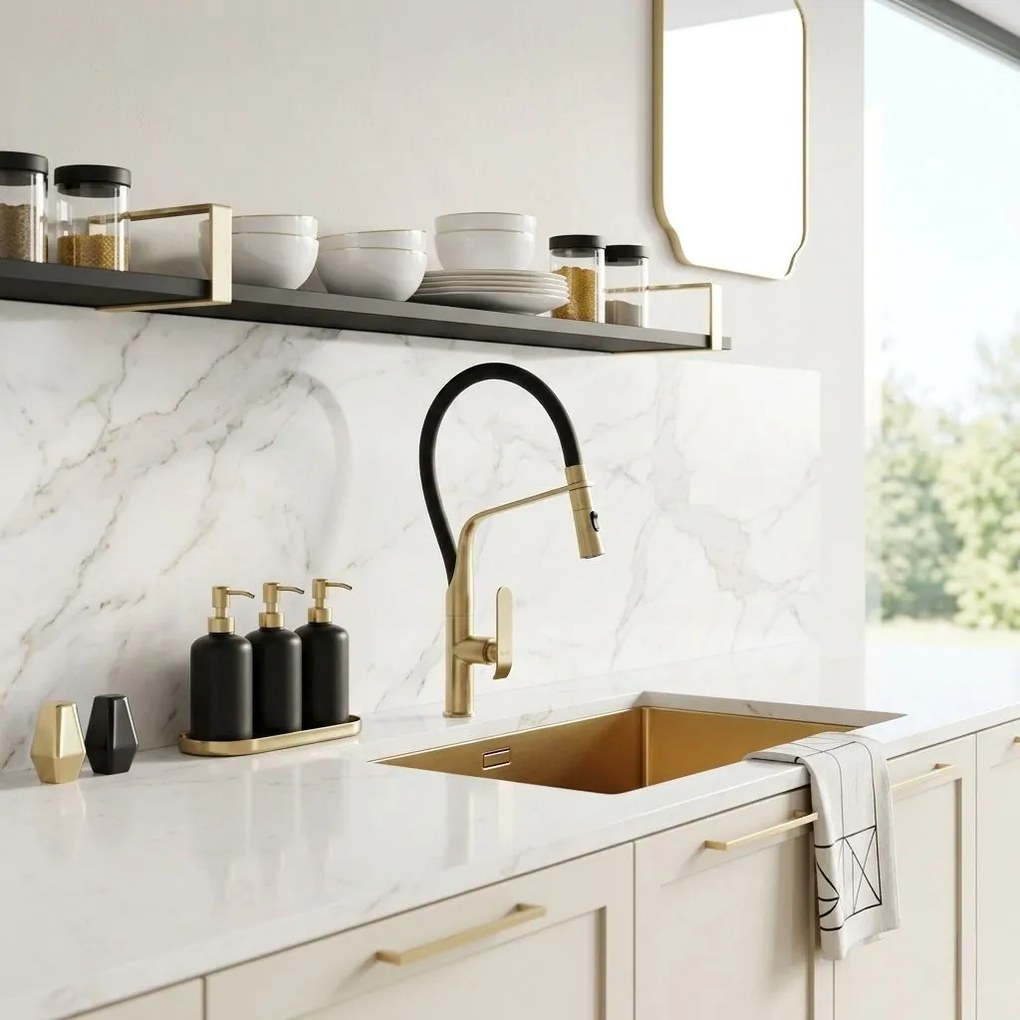 Keukenkraan Rea Castor Gold Brush