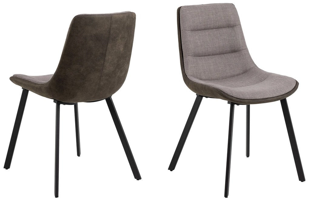 IDA Lichtgrijs Taupe / Bruin Antraciet (stof Basel 34/Preston 96) - MODERNE GESTOFFEERDE STOEL VOOR WOONKAMER/EETKAMER LOFT