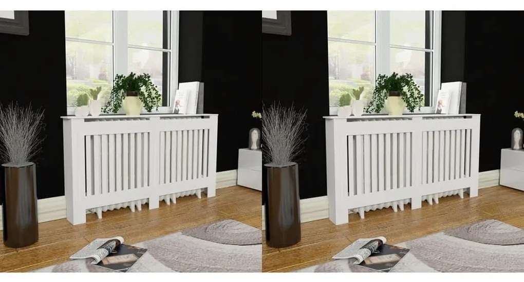 vidaXL Radiatorombouw 2 st 152 cm MDF wit