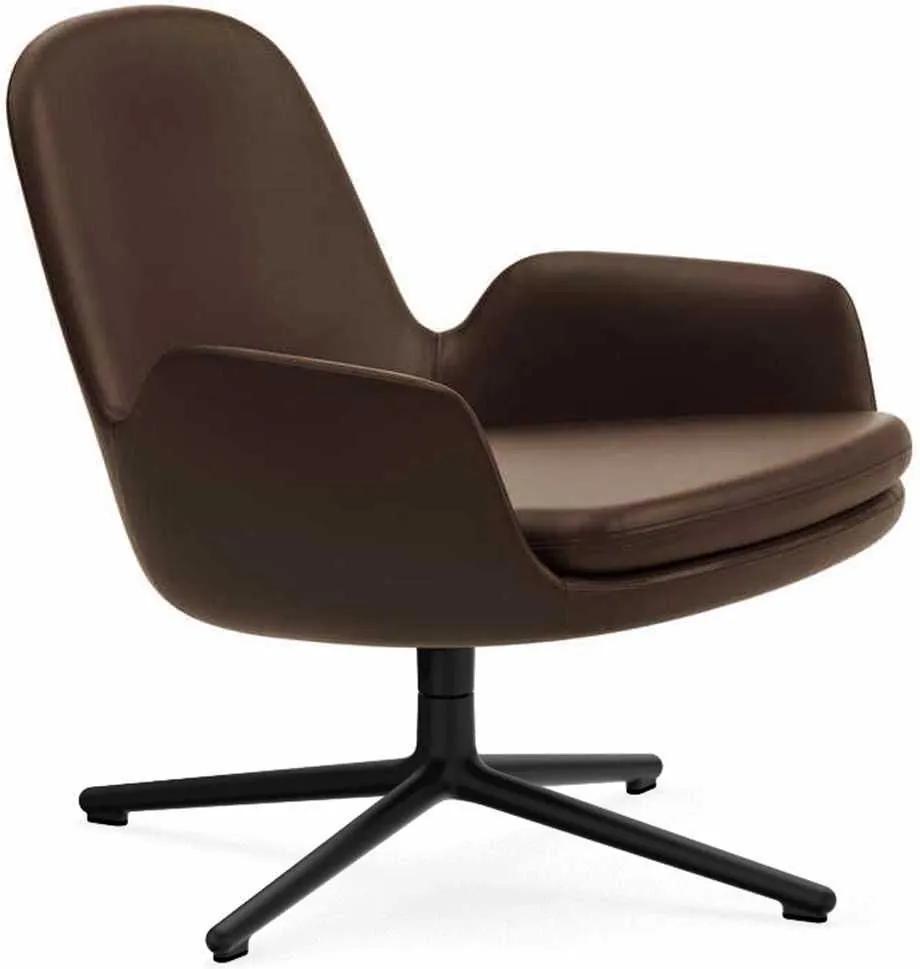 Normann Copenhagen Era Lounge Chair Low Swivel fauteuil met zwart onderstel Ultra Leather 41589