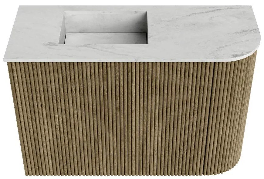 Mondiaz Joya DLux 60cm toiletmeubel ronding rechts dusk met wastafel faye links zonder kraangat opalo