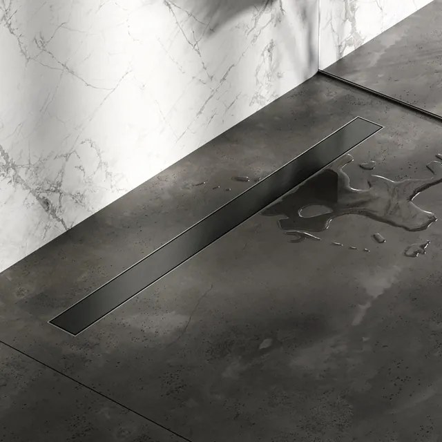 Brauer Douchegoot - 90x7.5cm - vloerflens - tegelinlegrooster omkeerbaar - RVS - geborsteld gunmetal DR-MRF90GM