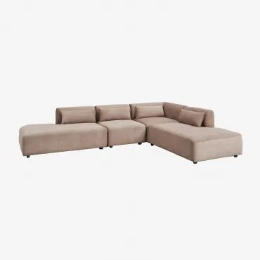 4-delige Modulaire Hoekbank Met Dubbele Chaise Longue Fogler Corduroy Kameelbruin - Sklum