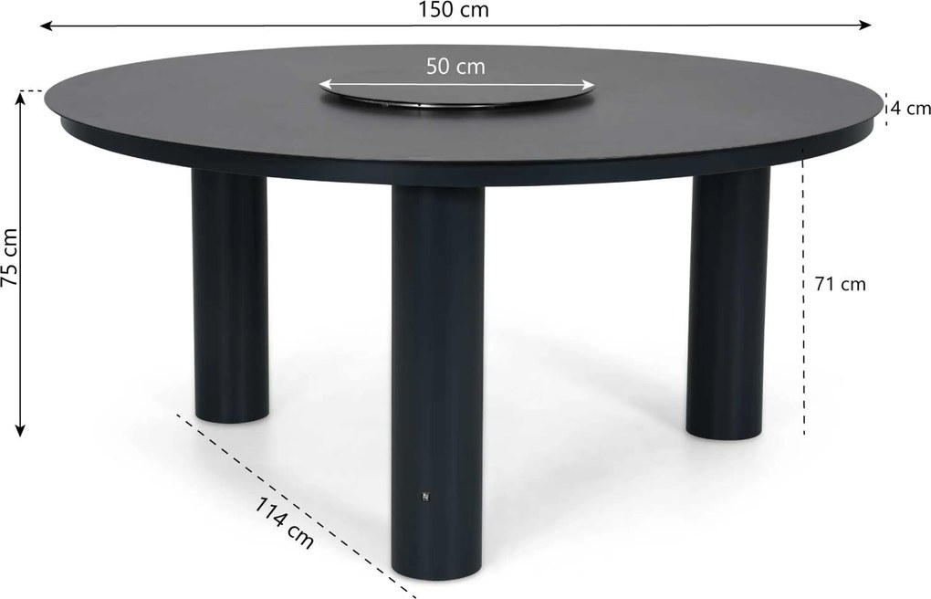 Tuinset Ronde Tuintafel 6 personen 150 cm Rope Grijs  De Laan Projects