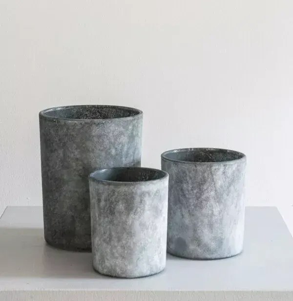 Waxinelichthouders glas – waxinelichthouders Frost, 3 st. – waxinelichthouders grijs