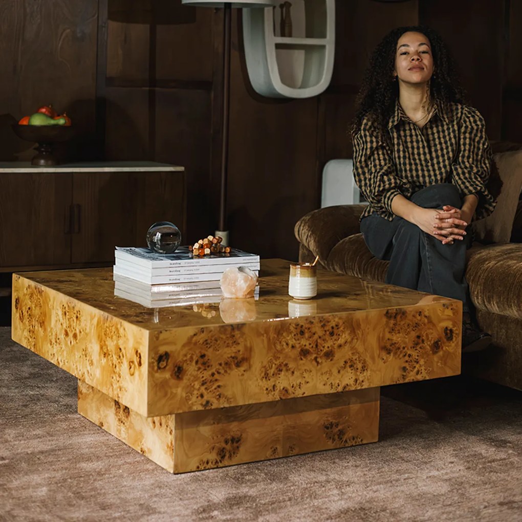 Dutchbone Quinn Vierkante Salontafel Naturel - 90 X 90cm.