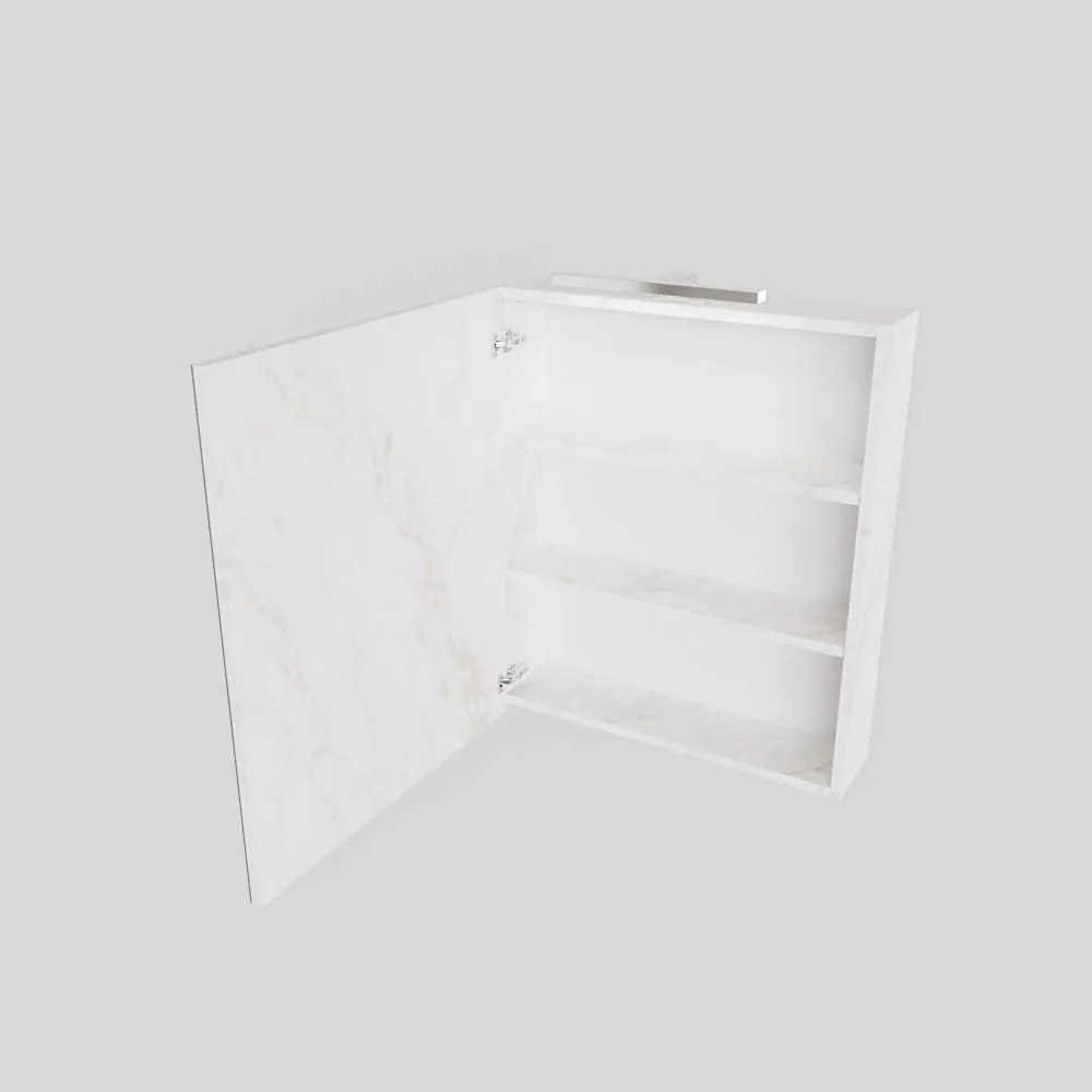 Zaro Beam Spiegelkast 60x70x16cm wit marmer 1 deur