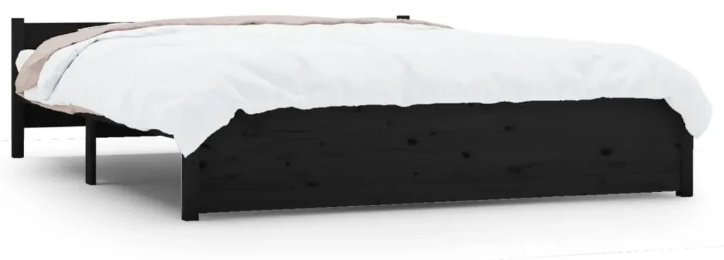 vidaXL Bedframe massief hout zwart 140x190 cm