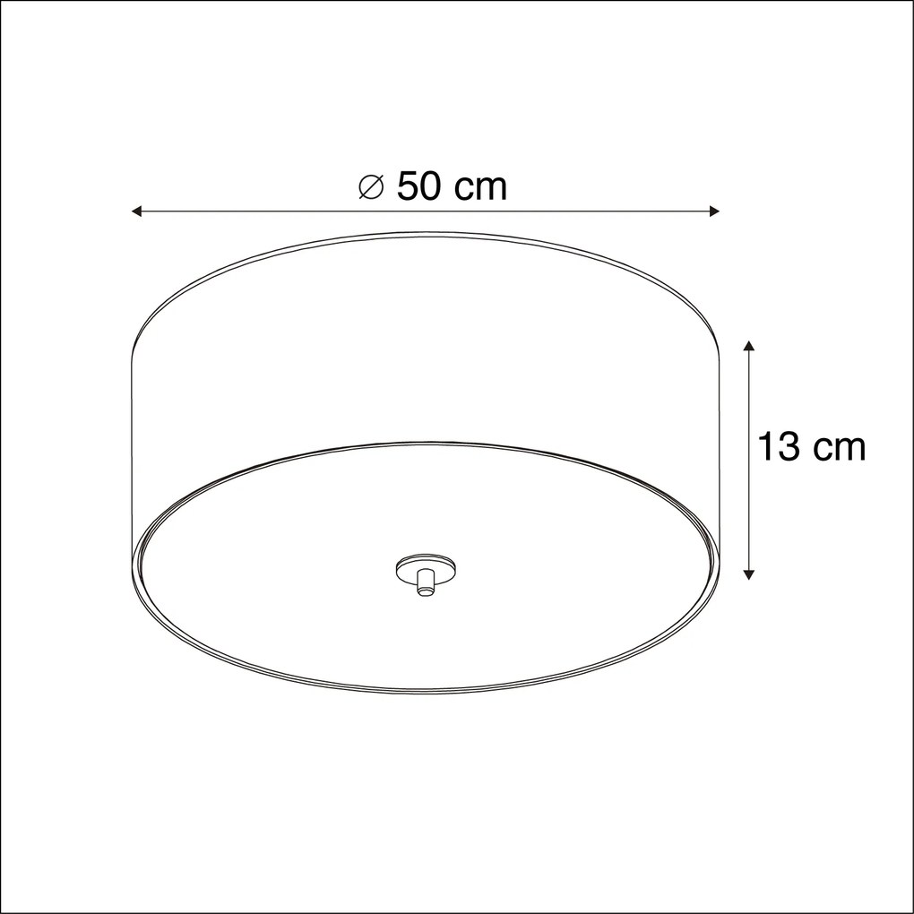 Landelijke plafondlamp beige 50 cm - Drum