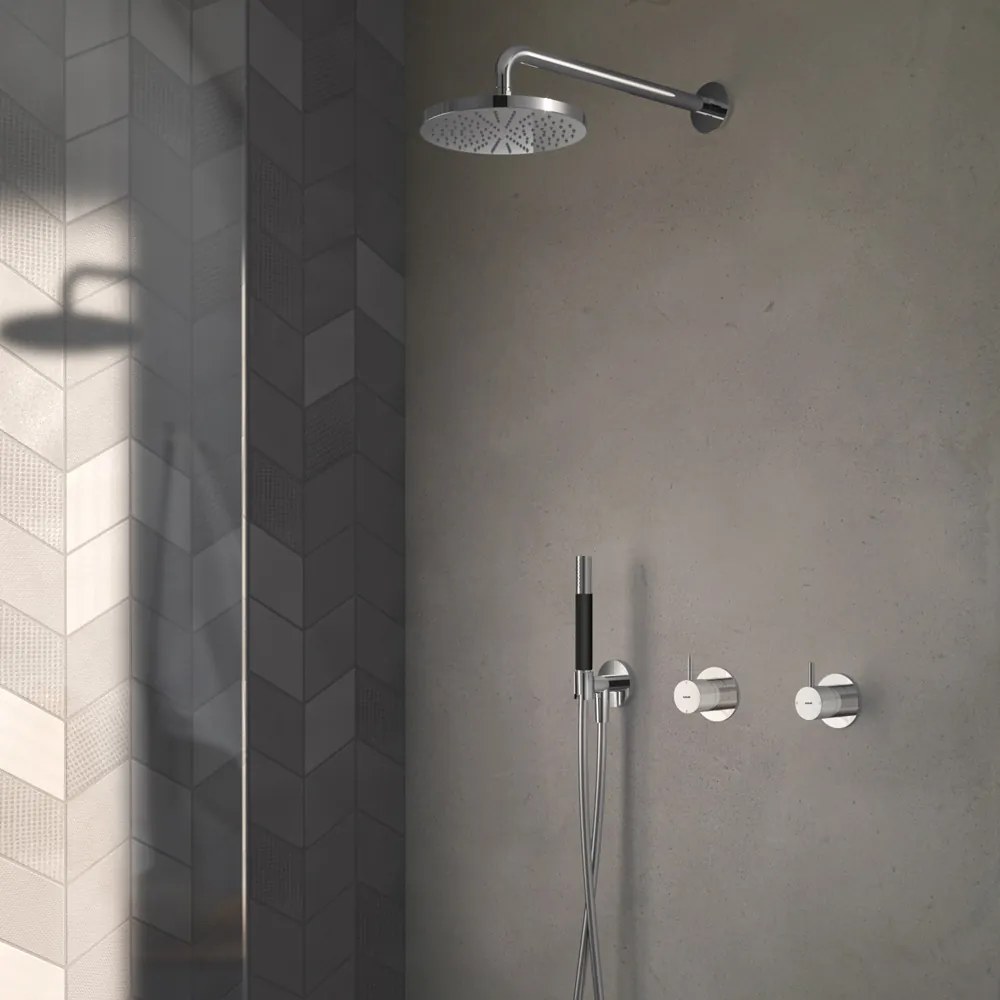 Hotbath Cobber IBS21BL inbouwdouche met 3s handdouche, 15cm plafondbuis en 30cm hoofddouche zwart mat