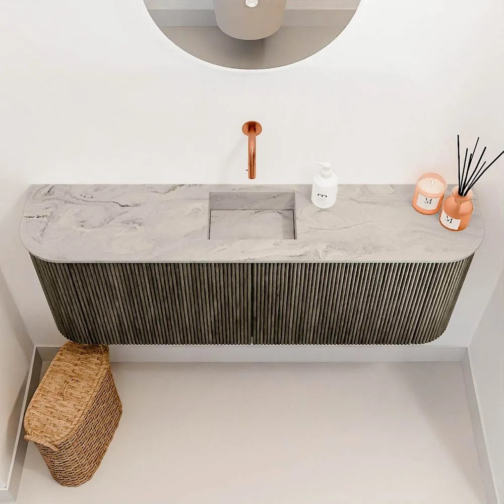 Mondiaz Joya DLux 115cm toiletmeubel ronding links/rechts shadow met wastafel faye midden zonder kraangat glace