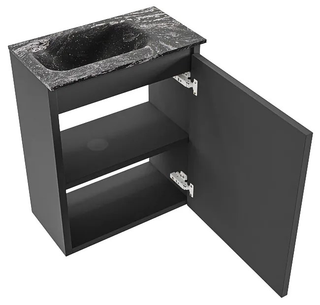 Mondiaz Ture DLux toiletmeubel 40cm dark grey met wastafel lava links zonder kraangat