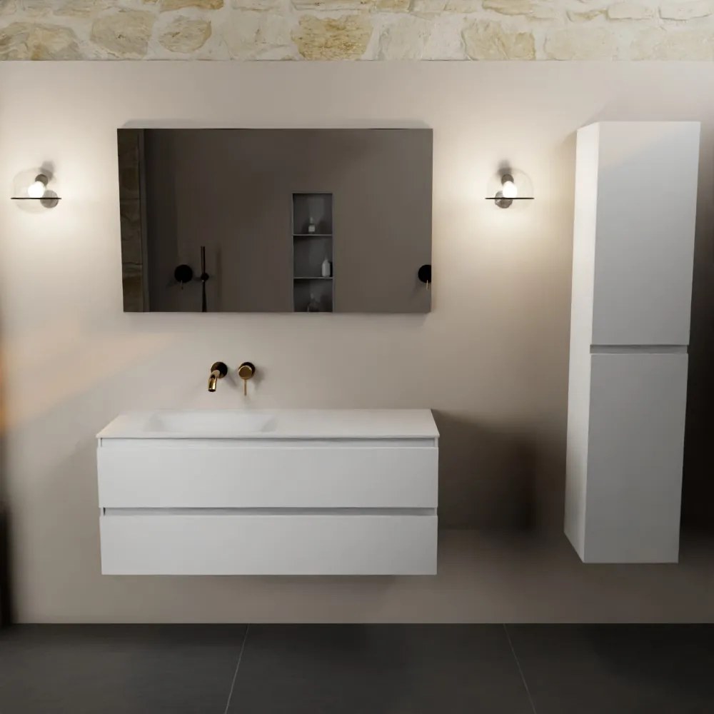 Mondiaz Aivy badmeubel 120cm talc met wastafel solid surface talc links zonder kraangat