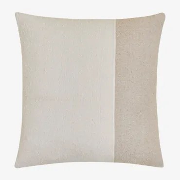 Vierkant Katoenen Kussen (45x45 Cm) Louisa Wit - Beige – Linnen - Sklum