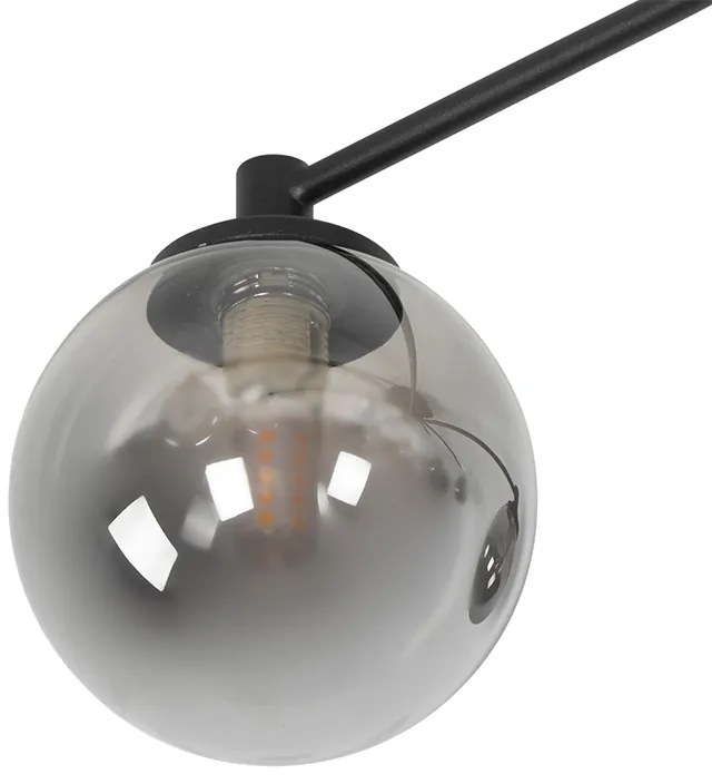 Moderne plafondlamp zwart 8-lichts met smoke glas - Athens Modern, Art Deco G9 rond Binnenverlichting Lamp