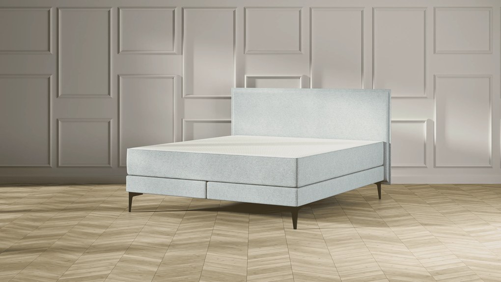 Emma Signature Boxspring Bed 140x200 - Mint - Effen Hoofdbord - Zwart metaal Pootjes