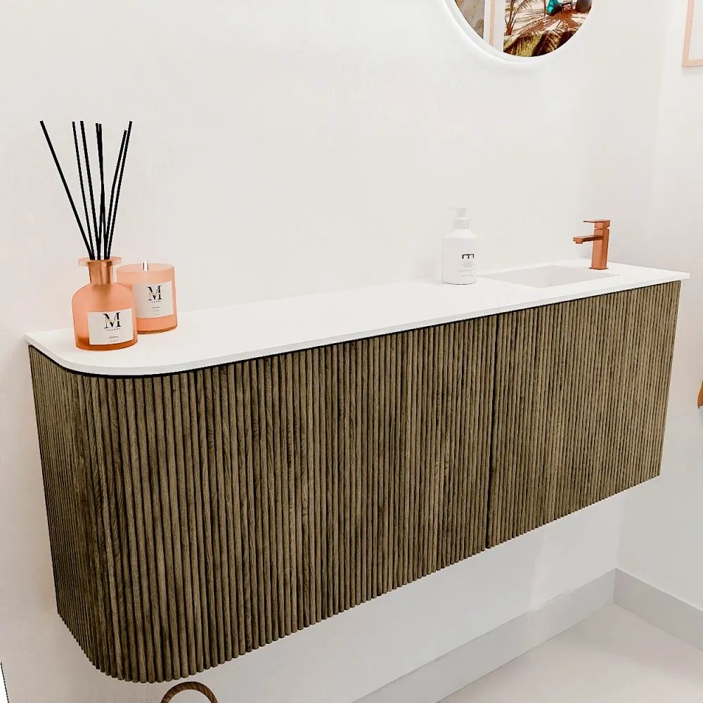 Mondiaz Joya 110cm toiletmeubel ronding links dusk met wastafel faye rechts 1 kraangat talc