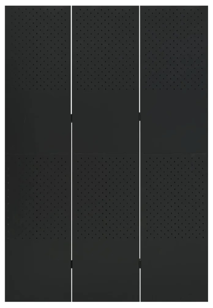 vidaXL Kamerscherm met 3 panelen 120x180 cm staal zwart