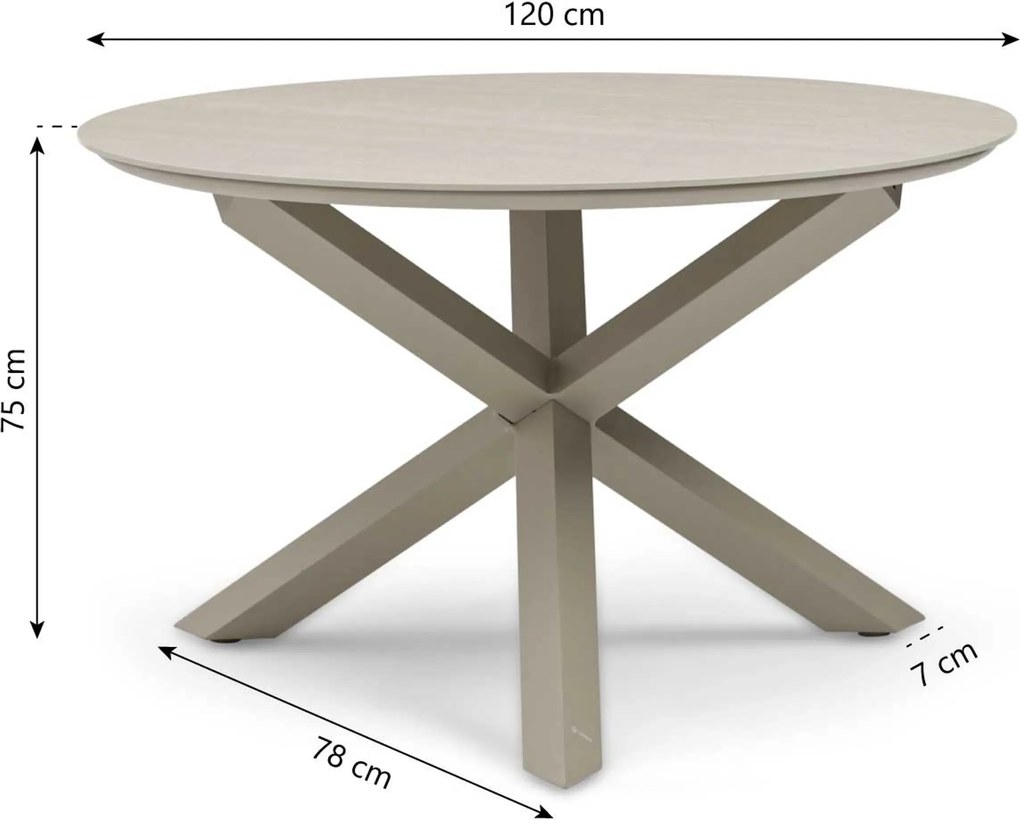 Tuinset 4 personen 120 cm Aluminium Zand/Beige Lifestyle Garden Furniture Timo/Xento