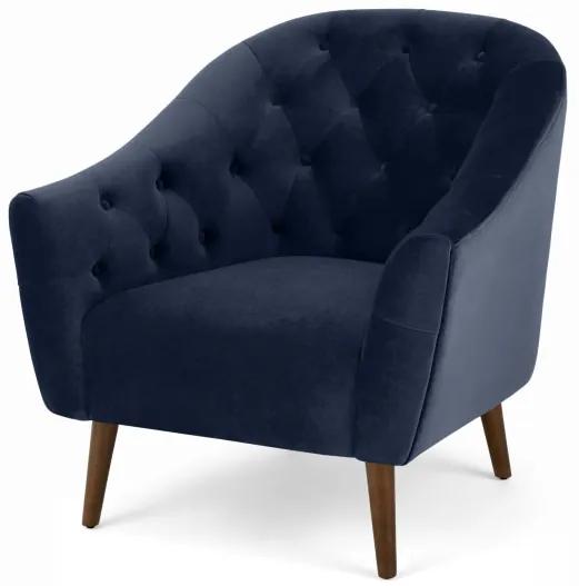Tallulah fauteuil, marineblauw fluweel
