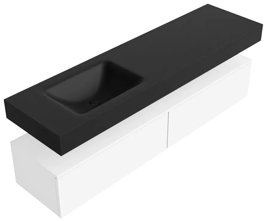 Zaro Alan badmeubel 170cm talc 2 lades met vrijhangende wastafel cloud links 1 kraangat urban