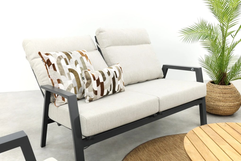 Lagos/Mindo stoel-bank loungeset 5-delig verstelbaar - Antraciet