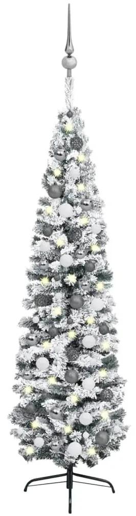 vidaXL Kunstkerstboom met LED's en kerstballen smal 180 cm groen