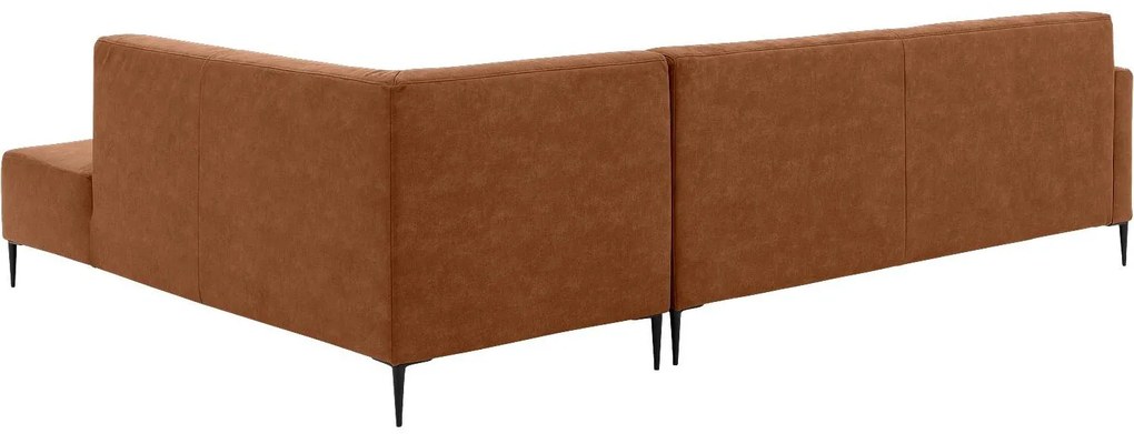 Goossens  Key West cognac, micro leer, 3-zits, modern design met ligelement rechts