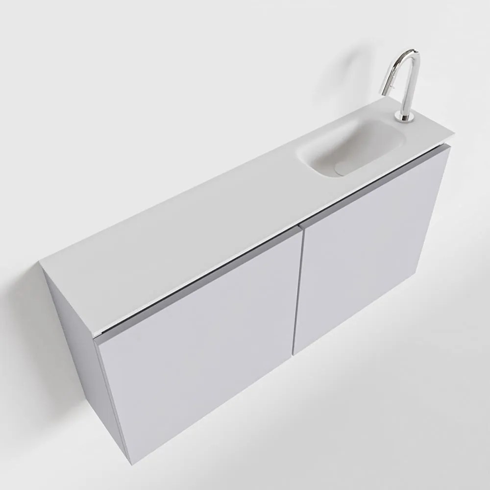 Mondiaz Ture 100cm toiletmeubel cale met wastafel talc rechts 1 kraangat