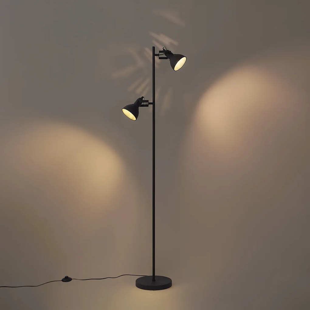 Industriële vloerlamp zwart 2-lichts - Jakub