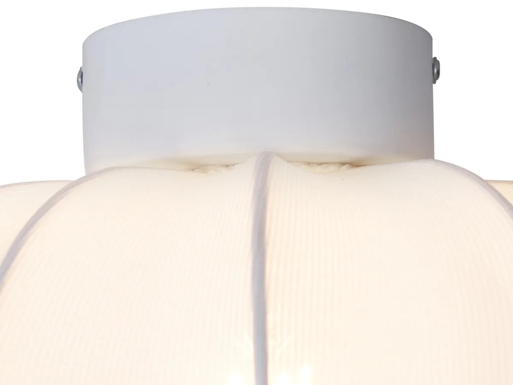 Stoffen Japandi plafondlamp wit 27cm - Plu AsyeshaJapandi E27 rond Binnenverlichting Lamp