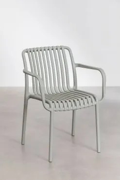 Set Van 2 Eetkamerstoelen Met Armleuningen Van Polypropyleen Wendell Groen – Khaki - Sklum
