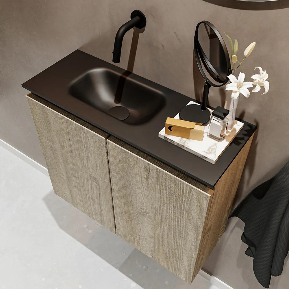 Mondiaz Ture 60cm toiletmeubel light brown grey met wastafel urban links geen kraangat