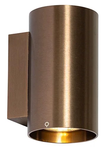 Smart wandlamp donkerbrons rond 2-lichts incl. 2 Wifi GU10 50mm - Sandy