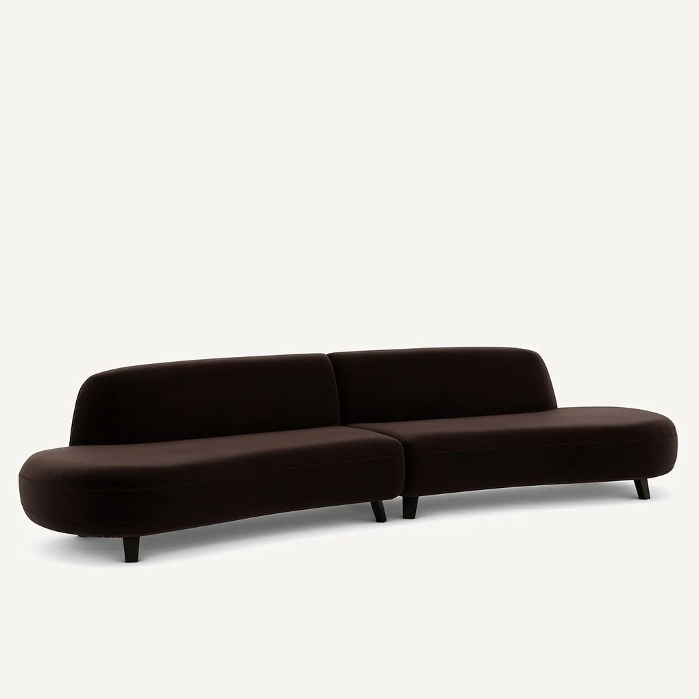 6-zits fluwelen bank, Rosebury, ontwerp Emmanuel Gallina