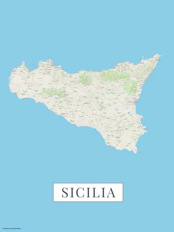 Kaart Sicilia color, POSTERS