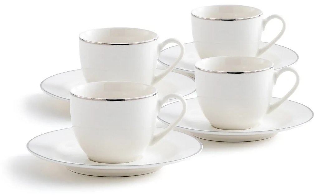 Set van 4 tassen/ondertassen voor koffie Histoire Argent