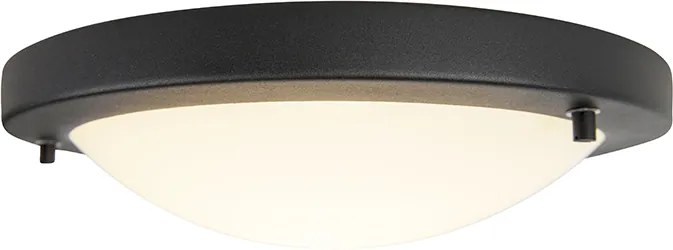 Buitenlamp Moderne plafonnière zwart 31 cm IP44 - Yuma Modern E27 IP44 Buitenverlichting rond Lamp