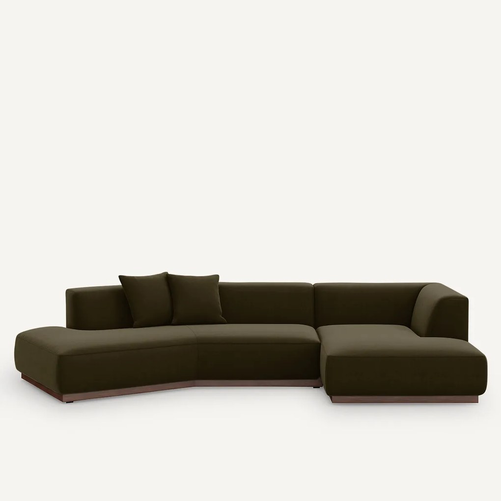 Rechter open hoekbank in fluweel, Jacopo