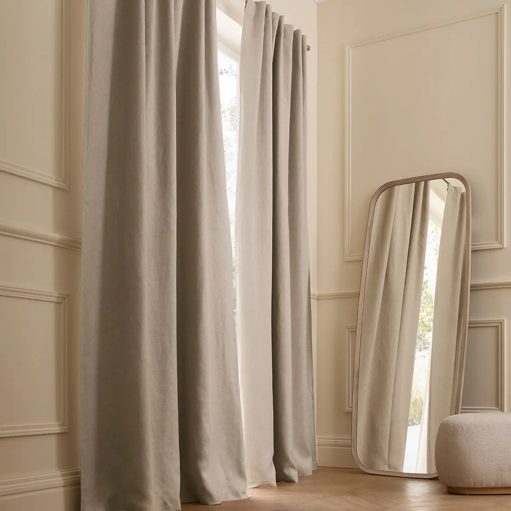 Verduisteringsgordijn van gewassen linnen, verborgen lipjes, Private