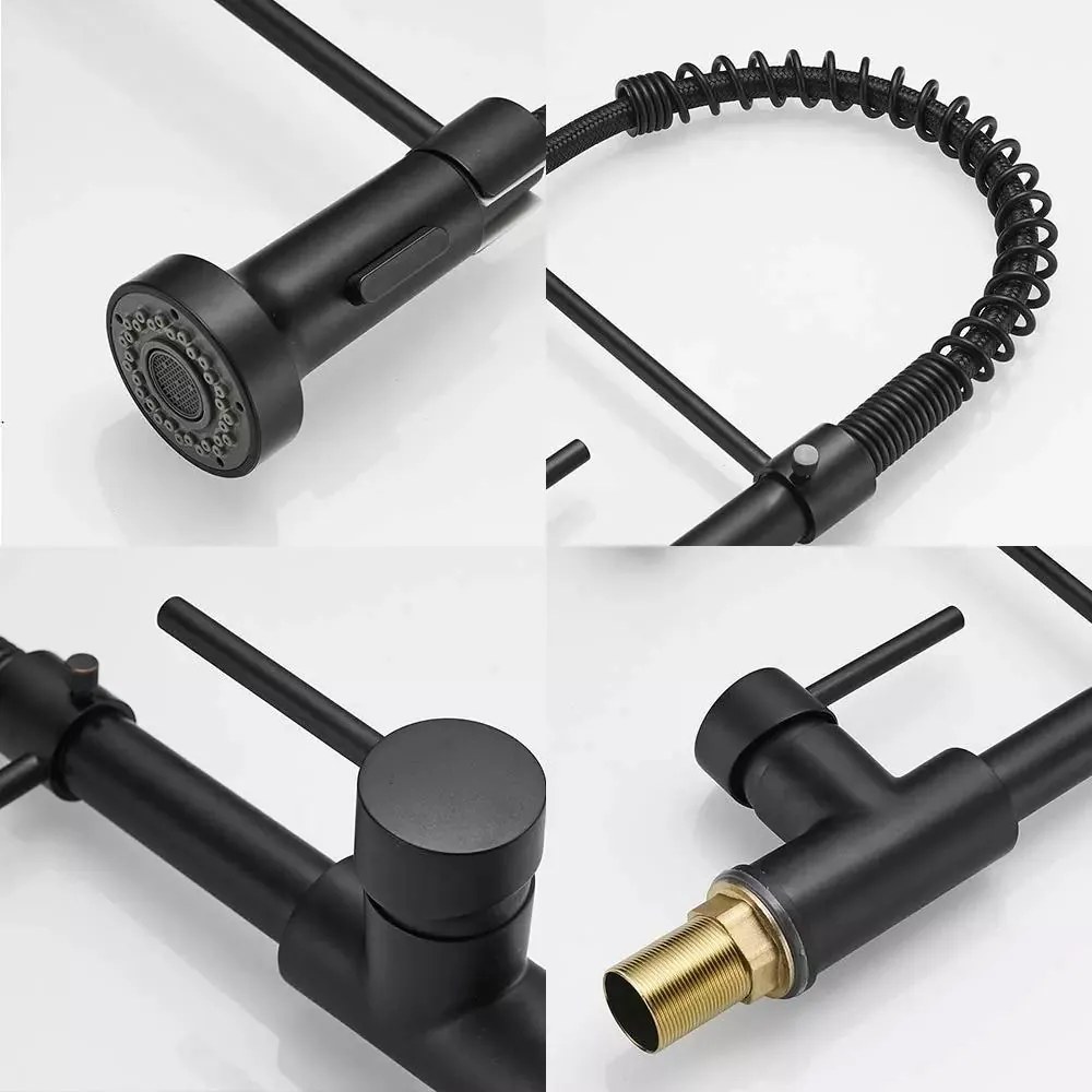 Sanigoods Kenny keukenmengkraan met uittrekbare uitloop zwart mat