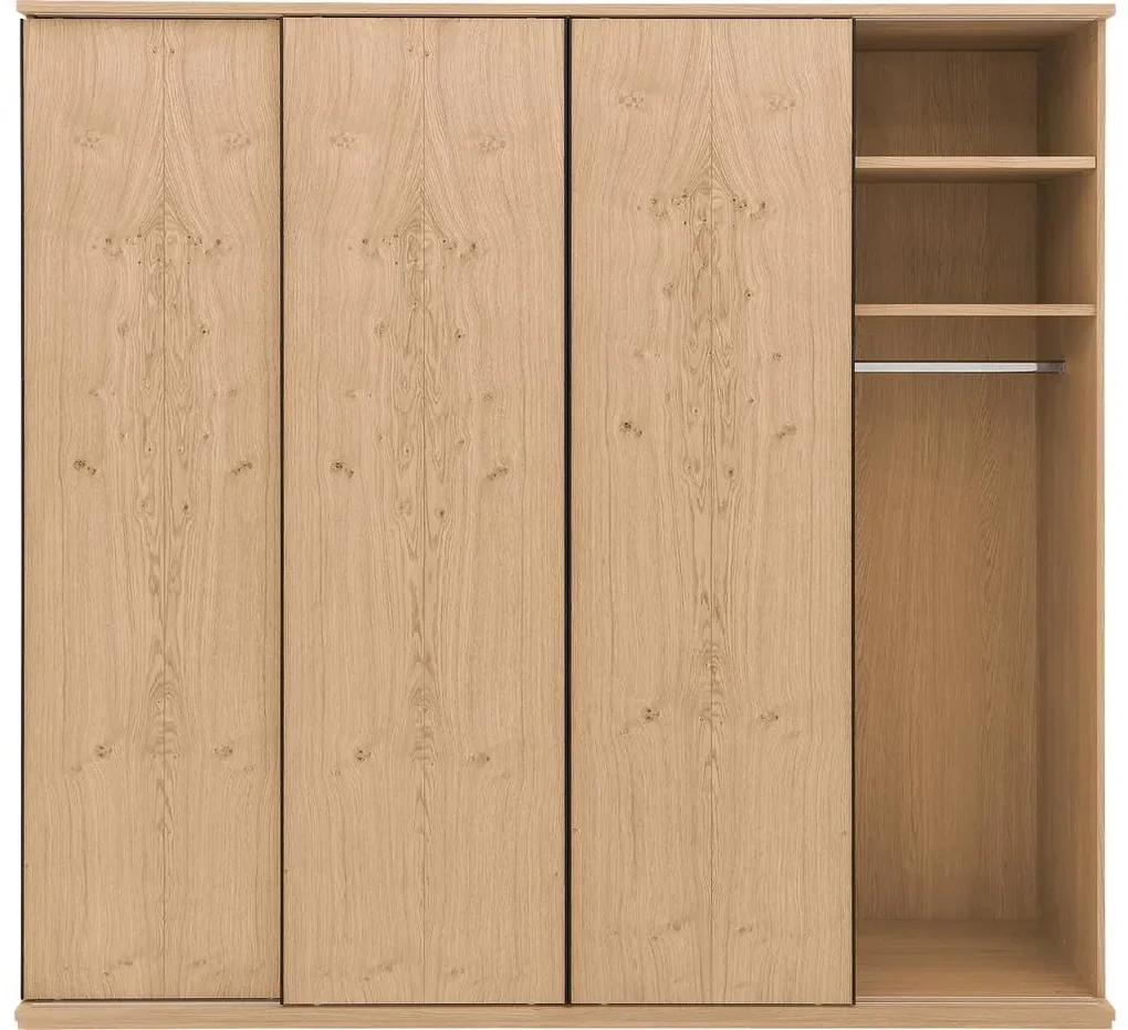 Goossens Excellent Kledingkast Wood, 240 cm breed, 223 cm hoog, 4 hout schuifdeuren