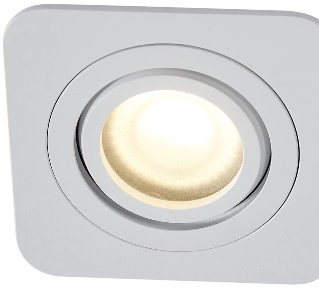 Buitenlamp Set van 6 afgeronde inbouwspots wit GU10 50mm draai- en kantelbaar IP44 - Alberto Modern GU10 IP44 Buitenverlichting vierkant Lamp