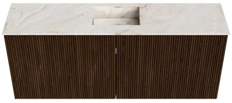 Mondiaz Joya DLux 100cm toiletmeubel walnut met wastafel faye midden zonder kraangat frappe