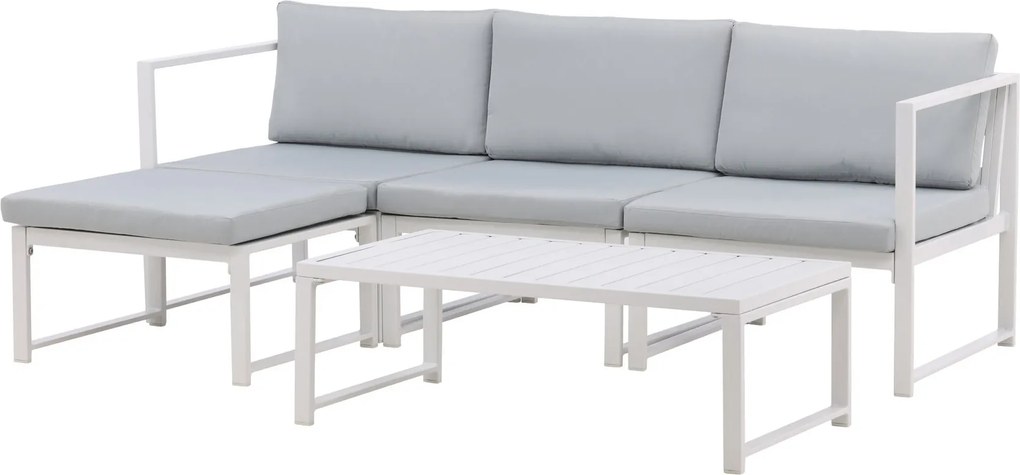 Hoek Loungeset - Hugo - Wit/Lichtgrijs - Aluminium - The Outsider