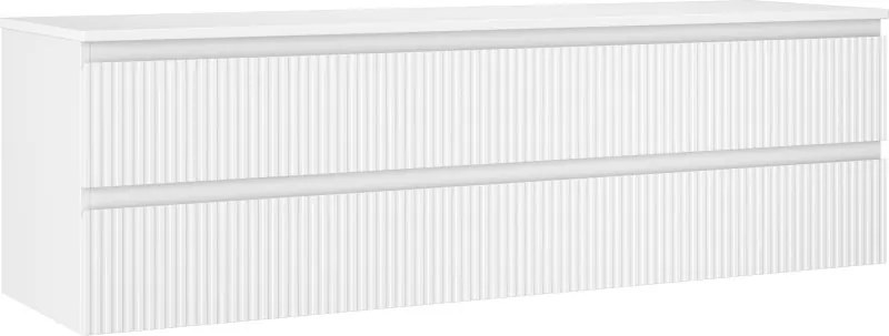 Mexen Rivel badkamerkast onder de wastafel 160 cm met blad, 2 lades, geribbeld, mat wit - 91A20-16047-2-BFFC01
