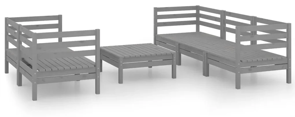 vidaXL 6-delige Loungeset massief grenenhout grijs
