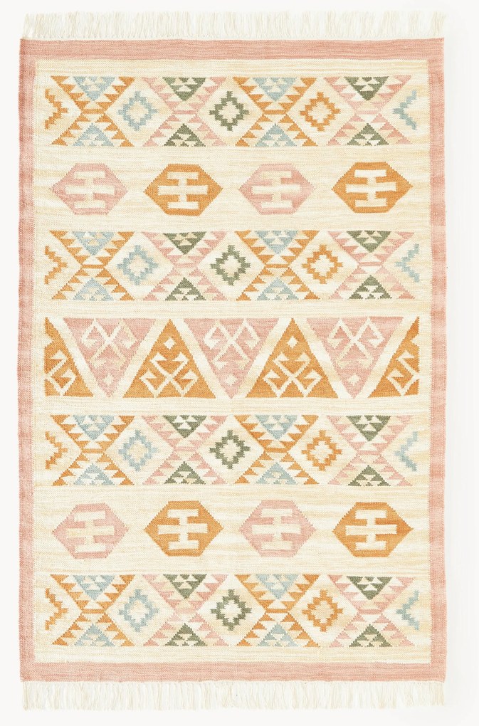 Handgeweven Kelim vloerkleed Anisa van wol