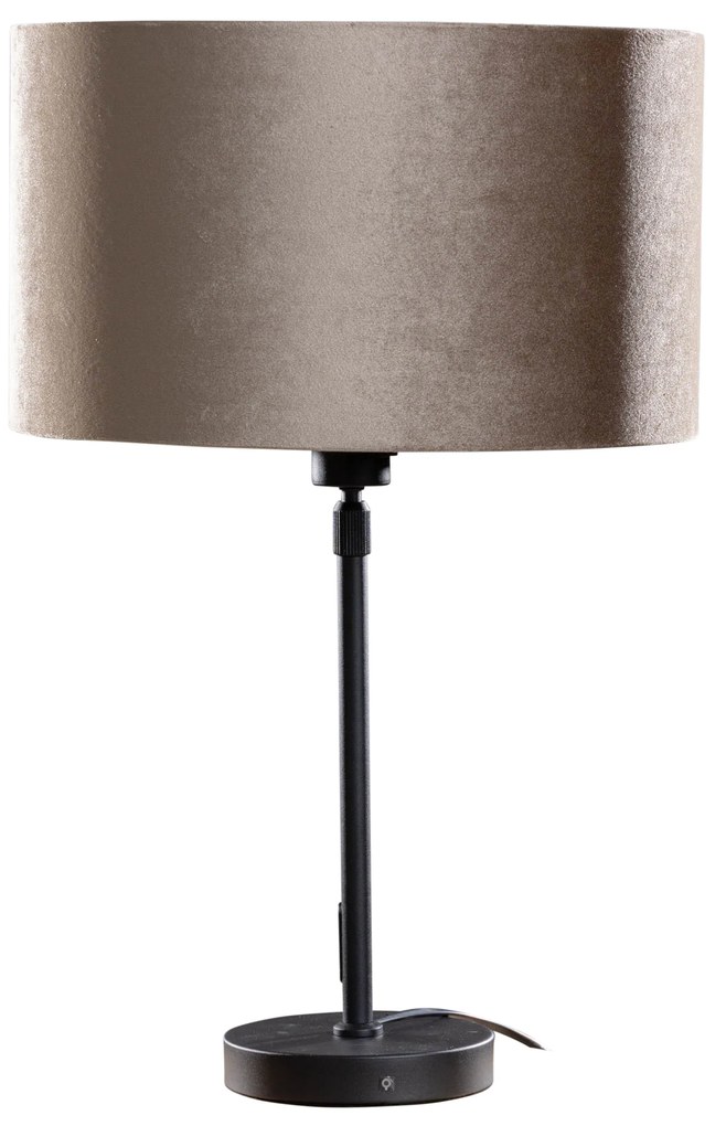 Tafellamp zwart met velours kap taupe 35cm - Parte Modern, Klassiek / Antiek E27 rond Binnenverlichting Lamp