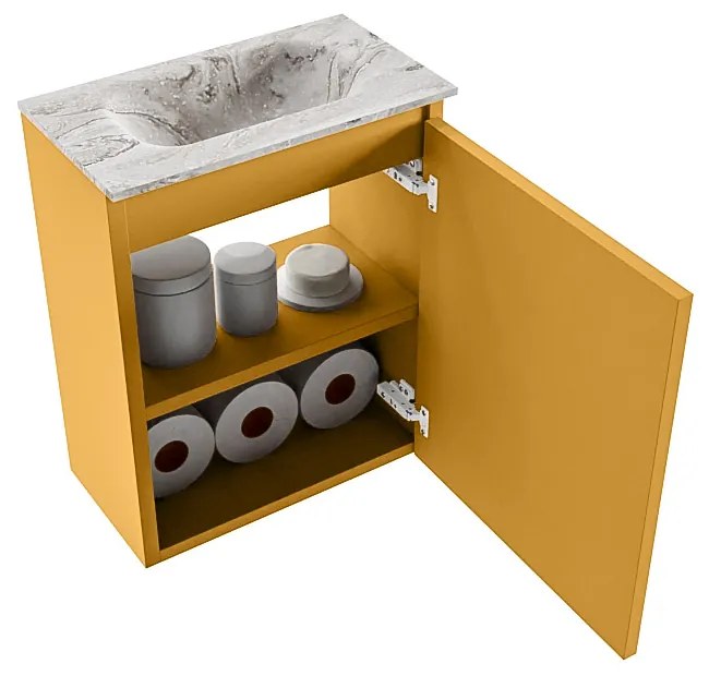 Mondiaz Ture DLux toiletmeubel 40cm ocher met wastafel glace midden zonder kraangat